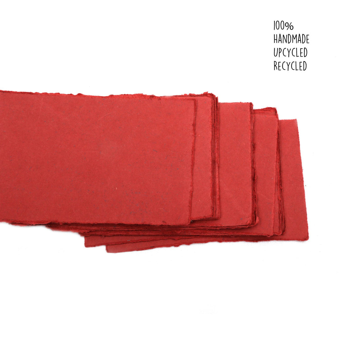 Dull Red paper | Handmade | Pack of 24 | A4 - bhrsa