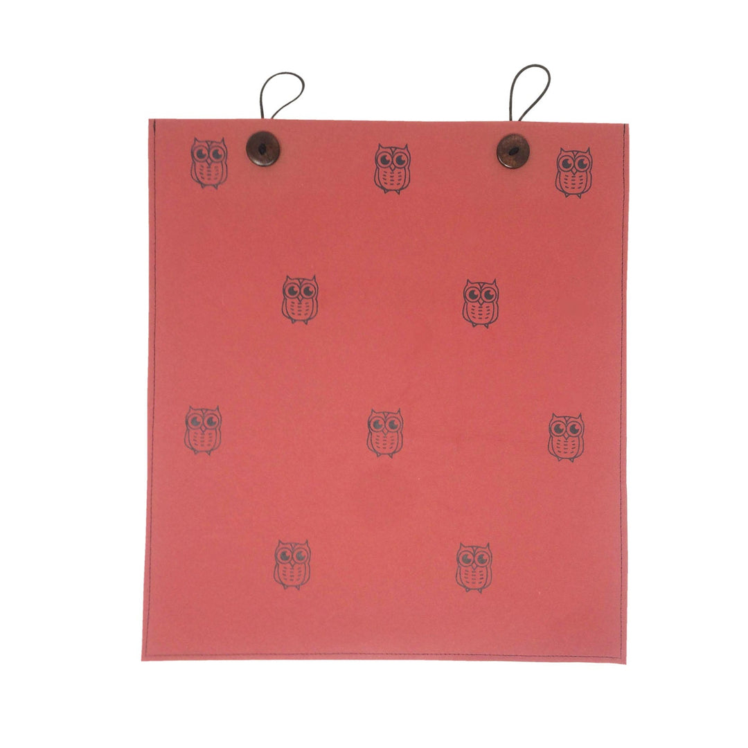 Gift Bag With Buttons | Red Paper & Black Owls Print - bhrsa