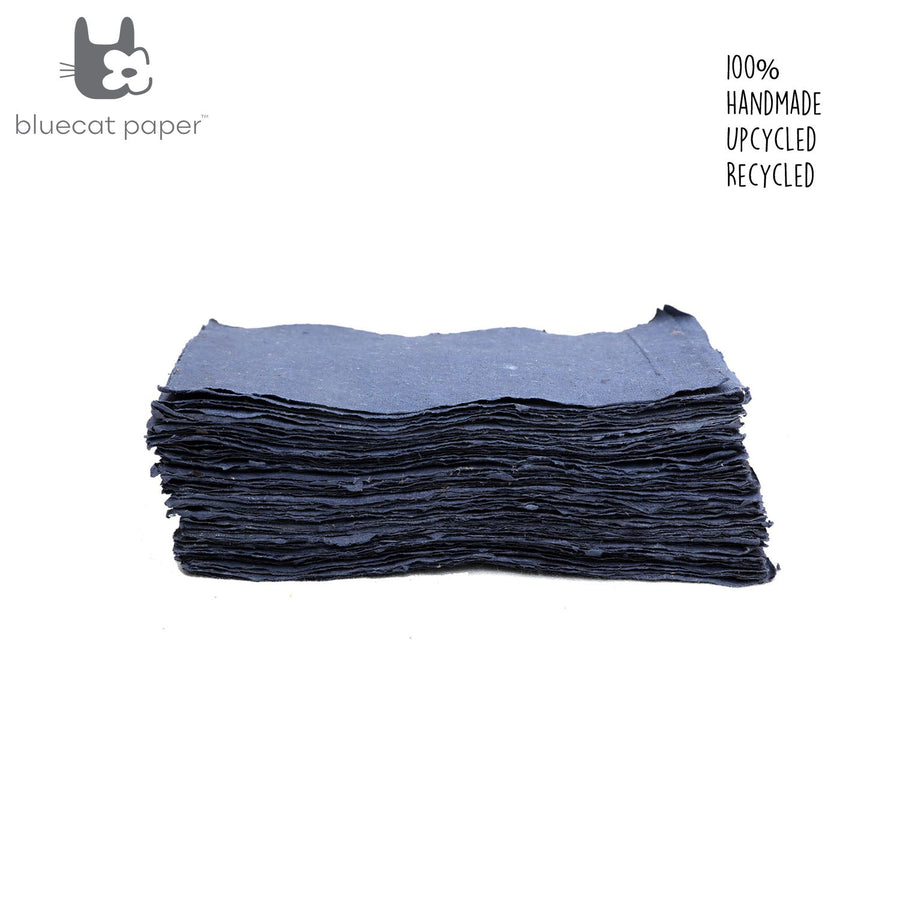 Navy Blue Paper | Handmade Paper | Pack of 24 | A4 - bhrsa