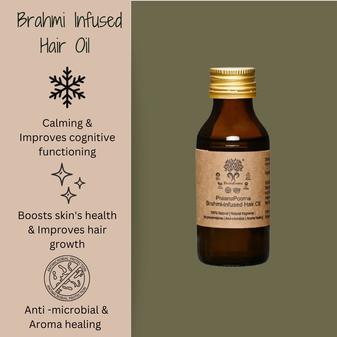 Praanapoorna Brahmi Infused | 75 ml Hair Oil - bhrsa