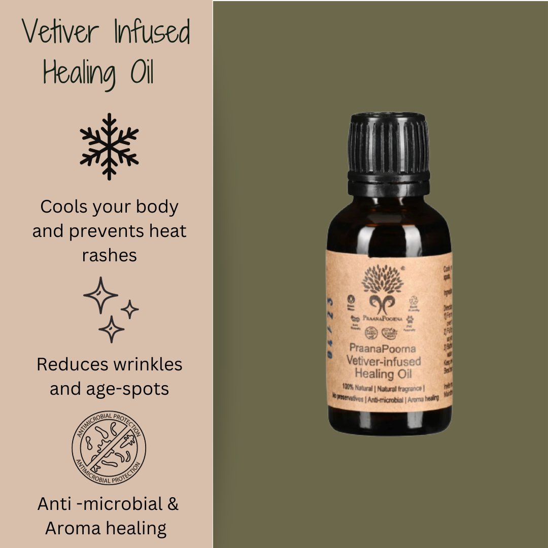 Praanapoorna Vetiver Infused Healing Oil | 30 ml - bhrsa