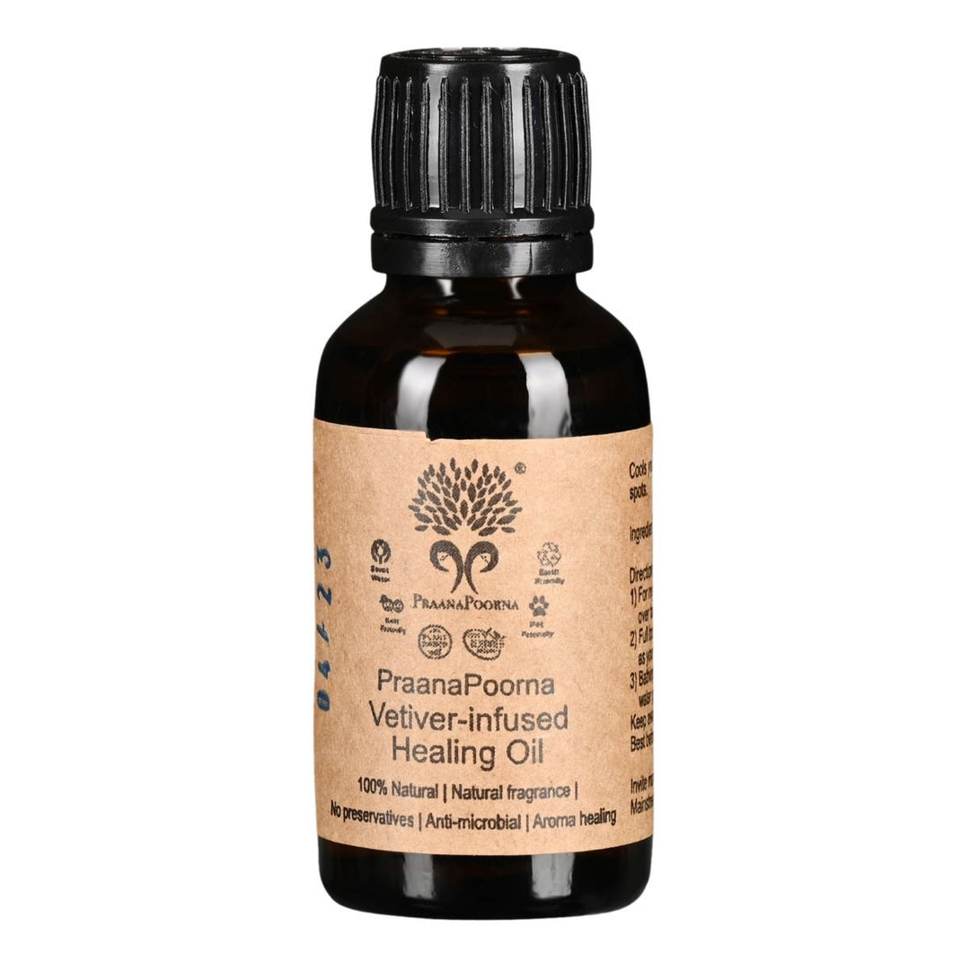 Praanapoorna Vetiver Infused Healing Oil | 30 ml - bhrsa